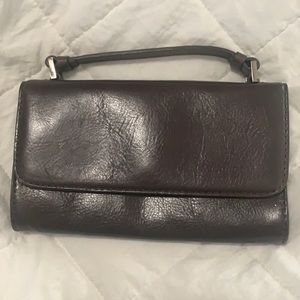 Hobo Intl leather wallet gray leather top handle